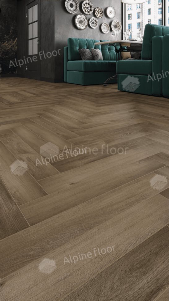 Ламинат "Alpine Floor" Herringbone 12 PRO Дуб Анжу (606*101*12 мм) — купить в Иваново